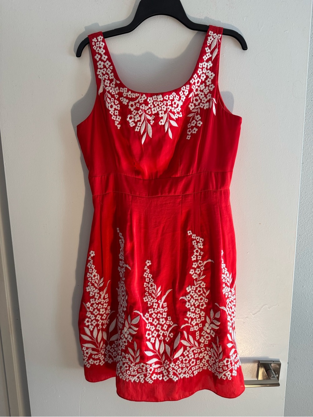ANTONIO MELANI Red Sleeveless Floral Embroidered Dress Size 10